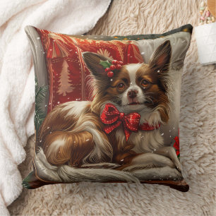 Papillon Hond Kerstfeest Kussen