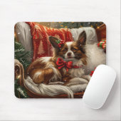 Papillon Hond Kerstfeest Muismat (Met muis)