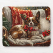 Papillon Hond Kerstfeest Muismat (Voorkant)
