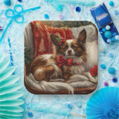 Papillon Hond Kerstfeest Papieren Bordje (Feest)