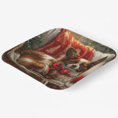 Papillon Hond Kerstfeest Papieren Bordje (Gebogen)