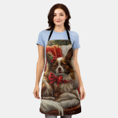 Papillon Hond Kerstfeest Schort (Gedragen)