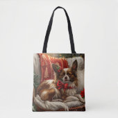 Papillon Hond Kerstfeest Tote Bag (Voorkant)