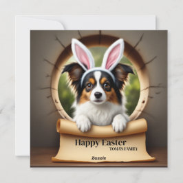 Papillon hond - met familienaam feestdagenkaart