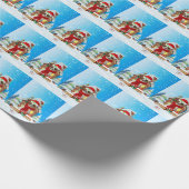 Papillon-hond met kerstcadeaus cadeaupapier (Hoek)