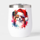 Papillon-hond met kerstmuts Kerst aangepast (Voorkant)