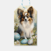 Papillon Hond met Paaseieren Vakantie Cadeaulabel (Voorkant)