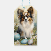 Papillon Hond met Paaseieren Vakantie Cadeaulabel (Achterkant)