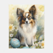 Papillon Hond met Paaseieren Vakantie Fleece Deken (Voorkant)
