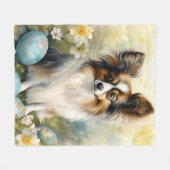 Papillon Hond met Paaseieren Vakantie Fleece Deken (Voorkant (Horizontaal))