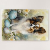 Papillon Hond met Paaseieren Vakantie Legpuzzel (Horizontaal)