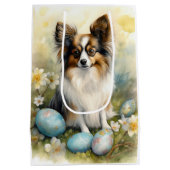 Papillon Hond met Paaseieren Vakantie Medium Cadeauzakje (Achterkant)