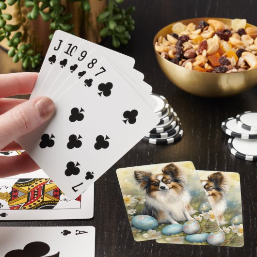 Papillon Hond met Paaseieren Vakantie Pokerkaarten (Insitu)