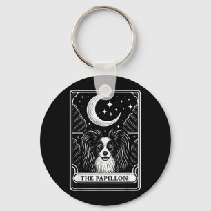 Papillon Hond Moeder Tarotkaart Vintage Halve Maan Sleutelhanger