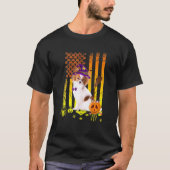 Papillon Hond Pompoen Amerikaanse vlag Halloween H T-shirt (Voorkant)