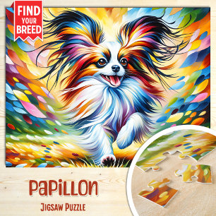 Papillon Hond Portret Acryl Kunstprint Hond Liefhe Legpuzzel