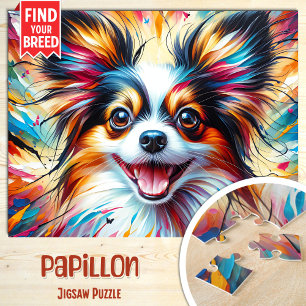 Papillon Hond Portret Acryl Kunstprint Hond Liefhe Legpuzzel