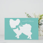 Papillon hond puppy silhouet briefpapier (Staand voorkant)