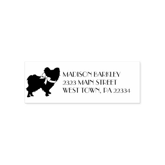 Papillon hond puppy silhouet zelfinktende stempel (Design)