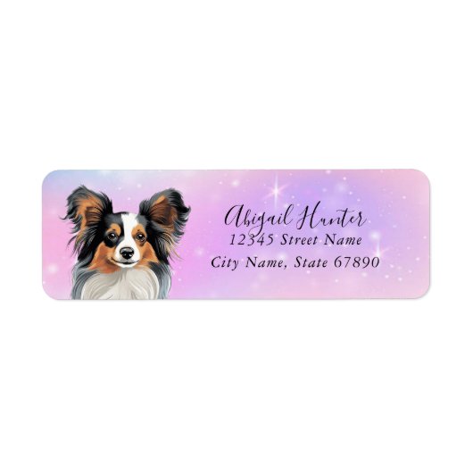 Papillon hond retour adreslabels etiket (Voorkant)