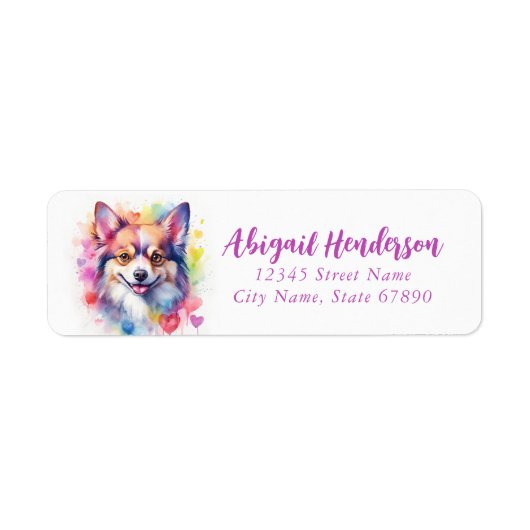 Papillon hond retour adreslabels etiket (Voorkant)