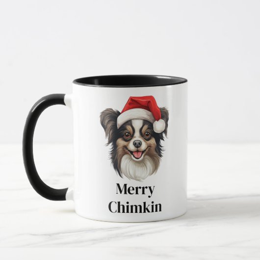Papillon Hond Santa Hoed Kerstmis Mok (Links)