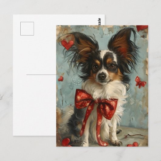Papillon hond Valentijnsdag Briefkaart (Voorkant / Achterkant)
