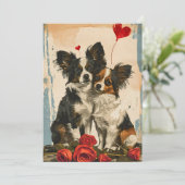 Papillon hond Valentijnsdag Feestdagenkaart (Staand voorkant)