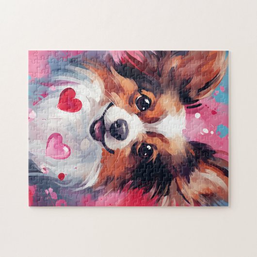 Papillon hond Valentijnsdag Legpuzzel (Horizontaal)