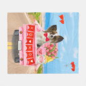 Papillon-hond Valentijnsdag-vrachtwagen Fleece Deken (Voorkant (Horizontaal))