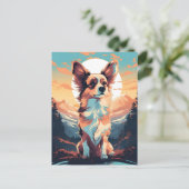 Papillon hond winter bergbos tijdens zonsondergang briefkaart (Staand voorkant)