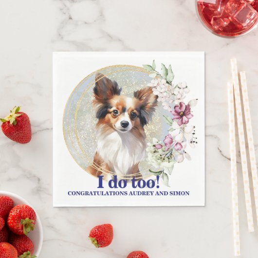 Papillon-honden bruiloft servetten met honden foto (Insitu)