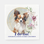 Papillon-honden bruiloft servetten met honden foto (Voorkant)