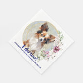 Papillon-honden bruiloft servetten met honden foto (Hoek)