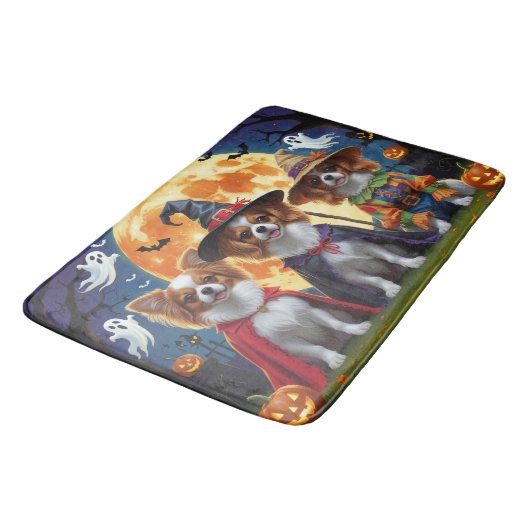 Papillon Honden Pompoen Halloween Grappig Badmat (Gekanteld)