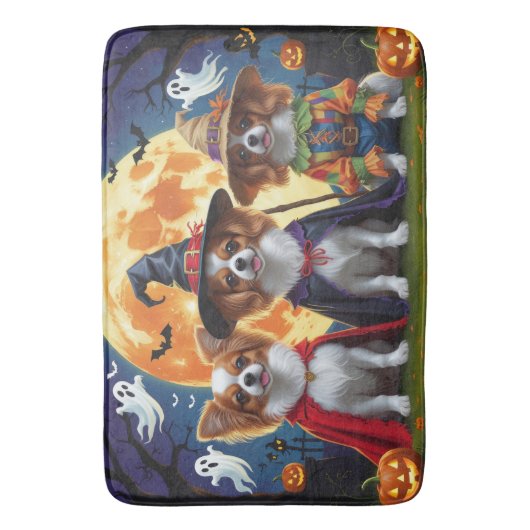 Papillon Honden Pompoen Halloween Grappig Badmat (Voorkant Verticaal)