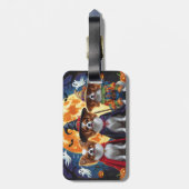 Papillon Honden Pompoen Halloween Grappig Bagagelabel (Achterkant verticaal)