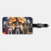 Papillon Honden Pompoen Halloween Grappig Bagagelabel (Achterkant horizontaal)