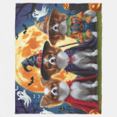 Papillon Honden Pompoen Halloween Grappig Fleece Deken (Voorkant)