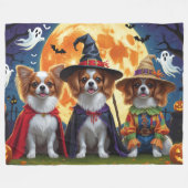 Papillon Honden Pompoen Halloween Grappig Fleece Deken (Voorkant (Horizontaal))