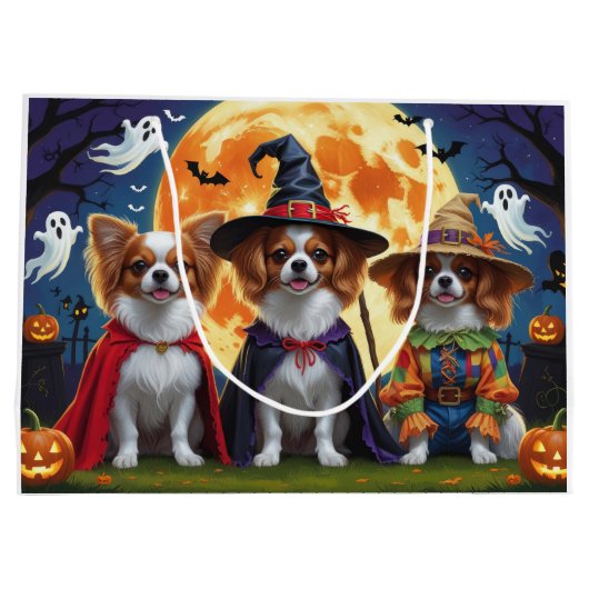 Papillon Honden Pompoen Halloween Grappig Groot Cadeauzakje (Achterkant)