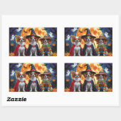 Papillon Honden Pompoen Halloween Grappig Rechthoekige Sticker (Vel)