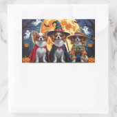 Papillon Honden Pompoen Halloween Grappig Rechthoekige Sticker (Tas)