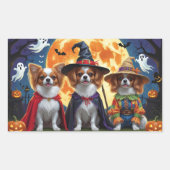 Papillon Honden Pompoen Halloween Grappig Rechthoekige Sticker (Voorkant)