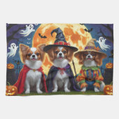 Papillon Honden Pompoen Halloween Grappig Theedoek (Horizontaal)