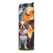 Papillon Honden Pompoen Halloween Grappig Thermosbeker (Gedraaid links)