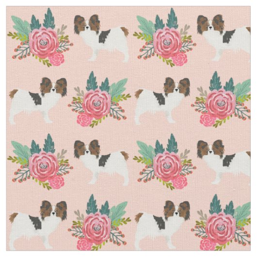 papillon honden roze floralen stof (Close Up)
