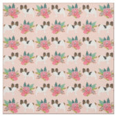 papillon honden roze floralen stof (Swatch)