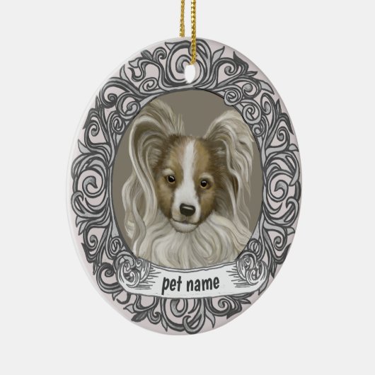 Papillon-honden sieradje ter nagedachtenis keramisch ornament (Rechts)