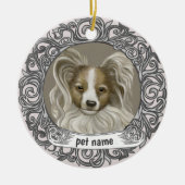 Papillon-honden sieradje ter nagedachtenis keramisch ornament (Voorkant)